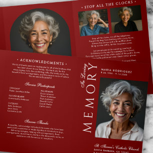 Elegant Order Of Service Obituary 6-Photo Funeral Tri-Fold Program
