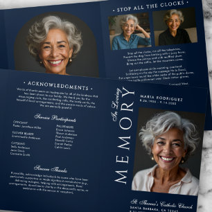 Elegant Order Of Service Obituary 6-Photo Funeral Tri-Fold Program