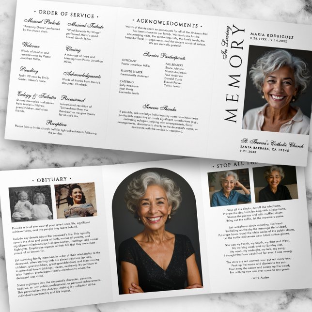 Elegant Order Of Service Obituary 6-Photo Funeral Tri-Fold Program (Creator Uploaded)