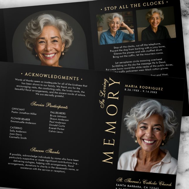 Elegant Order Of Service Obituary 6-Photo Funeral Tri-Fold Program (Creator Uploaded)