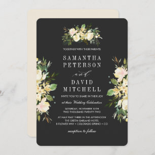 Elegant Organic Botanical Ivory Floral Wedding Invitation