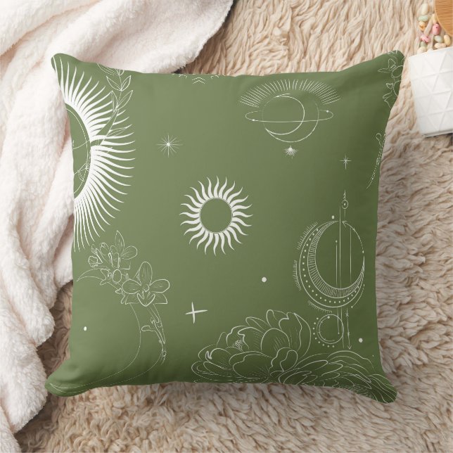 Elegant Organic Green Shape Art for Gifts Throw Pillow (Blanket)