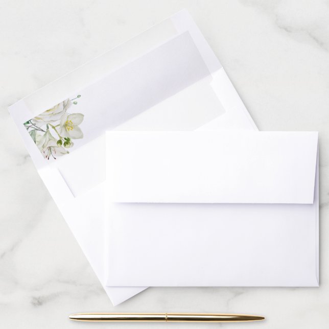 Elegant Organic Modern Wedding Invitation Envelope Liner (Desk)