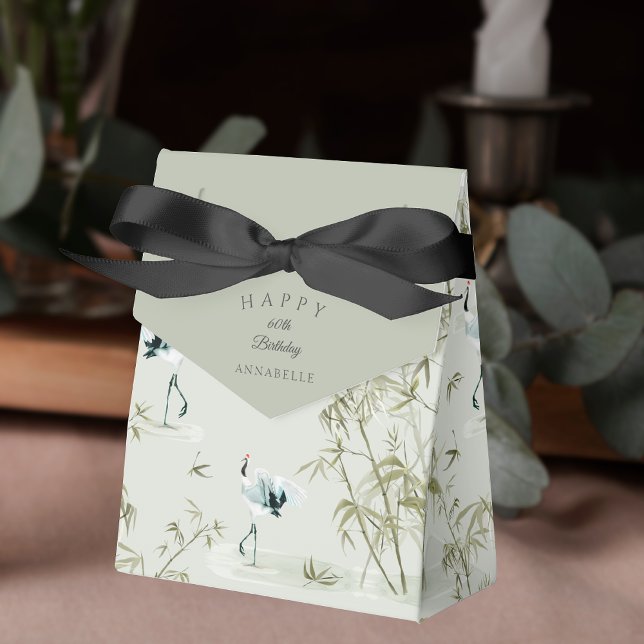 Elegant Oriental Bamboo Crane 60th birthday Favor Boxes (Elegant Oriental Bamboo Crane 60th birthday Favor Boxes)