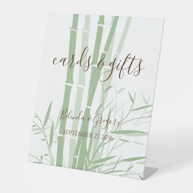 Elegant Oriental Bamboo Wedding Cards & Gifts Pedestal Sign (Front)