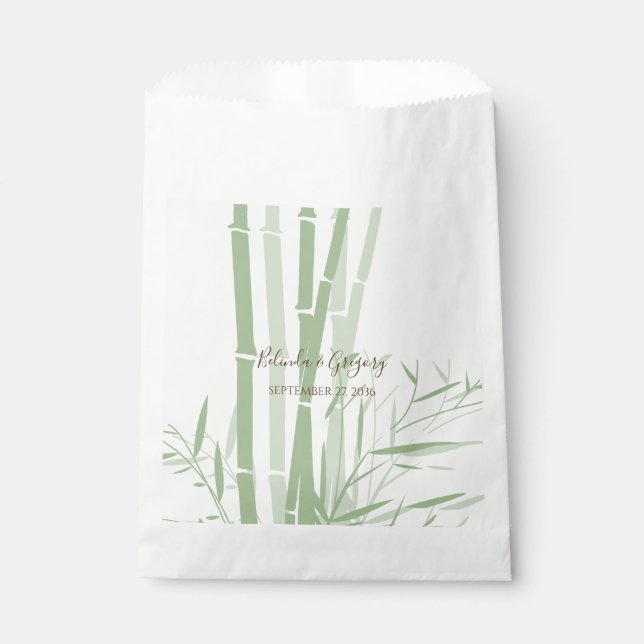 Elegant Oriental Bamboo Wedding  Favor Bag (Front)