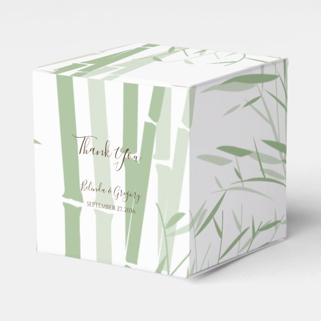 Elegant Oriental Bamboo Wedding  Favor Boxes (Front Side)