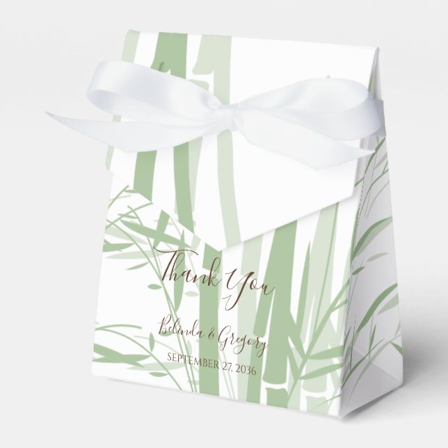 Elegant Oriental Bamboo Wedding Favor Boxes (Front Side)