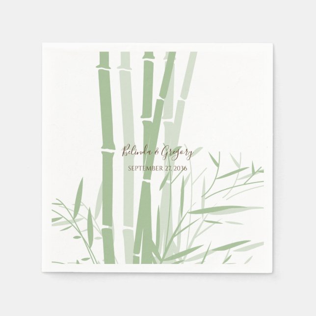 Elegant Oriental Bamboo Wedding  Napkins (Front)