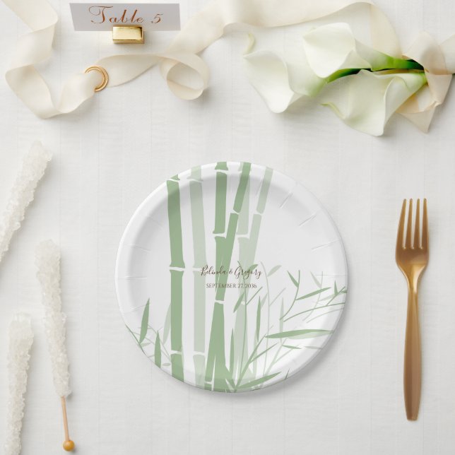 Elegant Oriental Bamboo Wedding Paper Plates (Wedding)