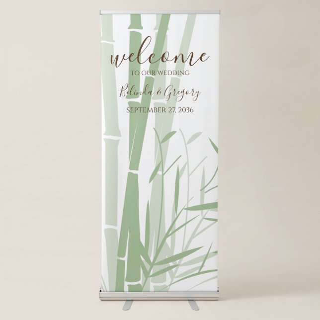 Elegant Oriental Bamboo Wedding Welcome Sign (Front)
