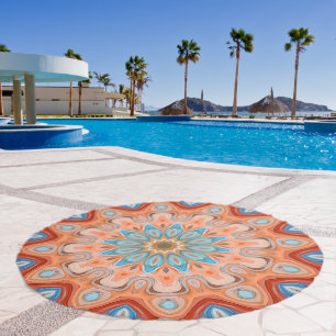 Elegant Oriental Floral Mandala Art Pattern Beach Towel