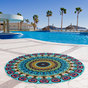 Elegant Oriental Floral Mandala Art Pattern Beach Towel