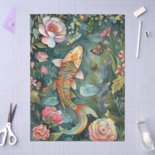 Elegant Oriental Garden Themed Decoupage Crafting Tissue Paper