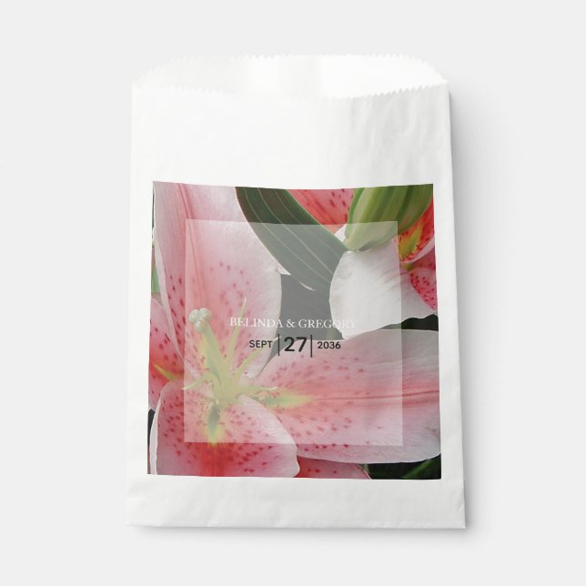 Elegant Oriental Lilies Wedding Favor Bag (Front)
