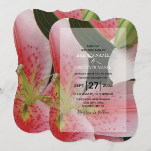Elegant Oriental Lilies Wedding Invitations
