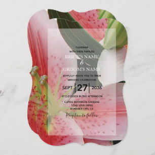 Elegant Oriental Lilies Wedding Invitations