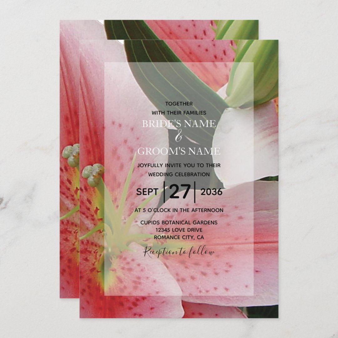 Elegant Oriental Lilies Wedding Invitations Zazzle