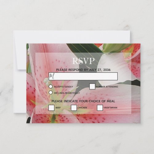 Elegant Oriental Lilies Wedding RSVP Cards