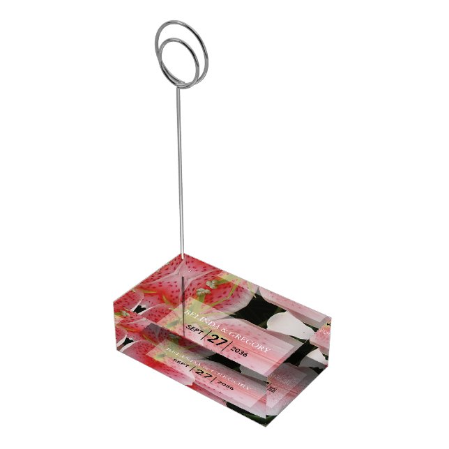 Elegant Oriental Lilies Wedding Table Number Place Card Holder (Corner)
