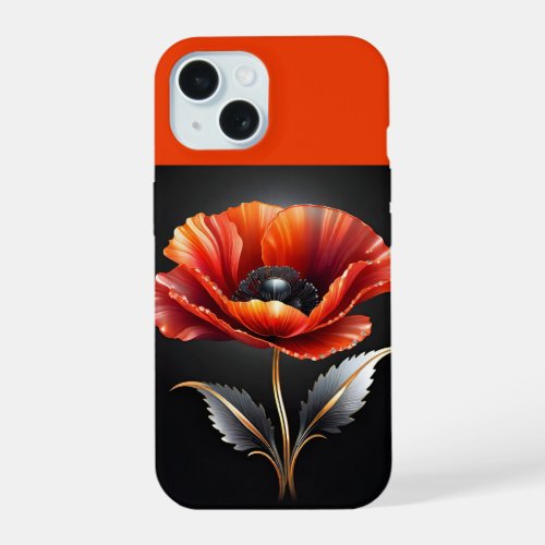 Elegant Oriental Poppy iPhone 15 Case