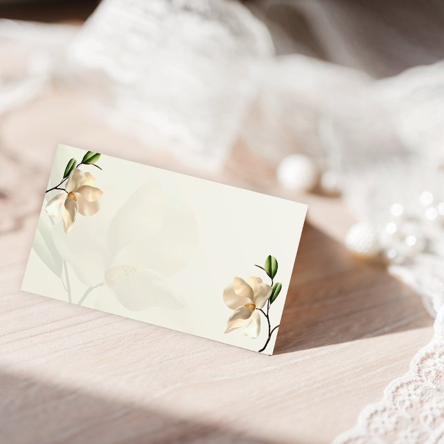 Elegant Oriental White Magnolia Folded Place Card (Elegant Oriental White Magnolia Folded Place Card)