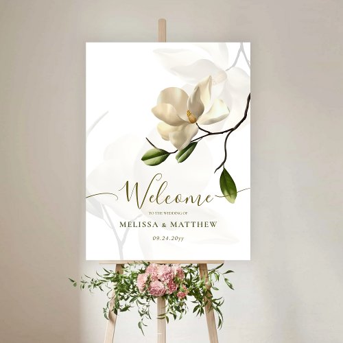 Elegant Oriental White Magnolia Welcome Foam Board