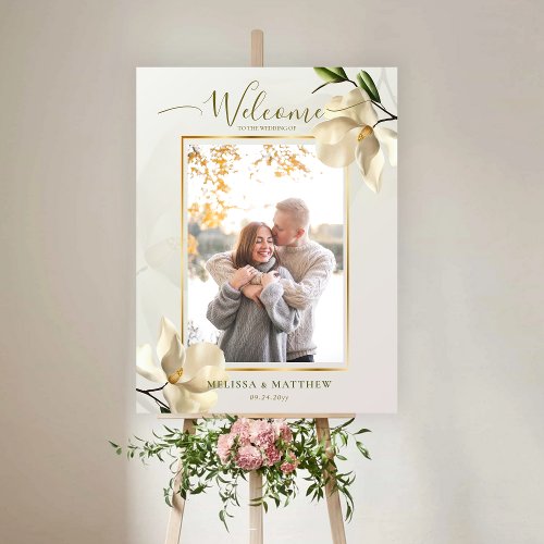 Elegant Oriental White Magnolia Welcome Foam Board