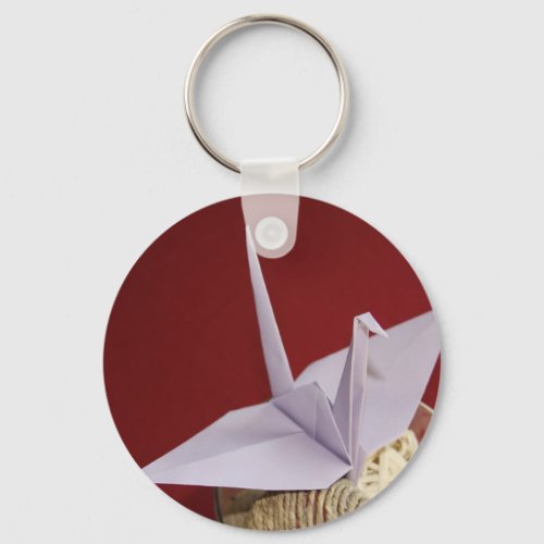 elegant origami crane keychain