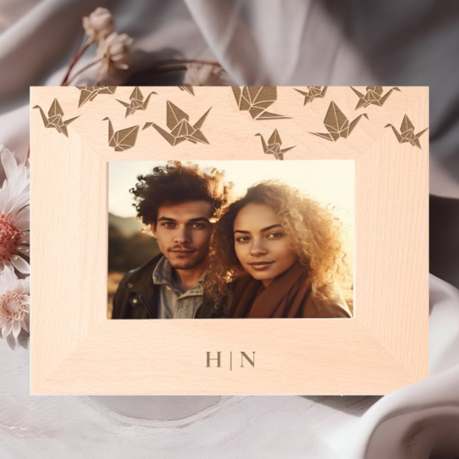 Elegant Origami Paper Crane Monogram  Engraved Frames (Creator Uploaded)