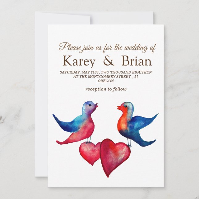 Elegant , Original Love birds  Wedding Card (Front)