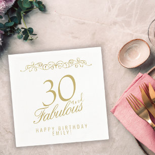 Elegant Ornament 30 and Fabulous 30th Birthday Napkins
