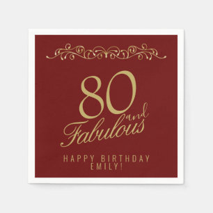 Elegant Ornament 80 and Fabulous 80th Birthday Napkins