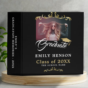 Elegant Ornament Black Graduation Photo Album 3 Ring Binder