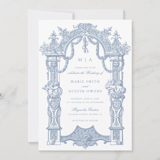 Elegant Ornament Border Frame Wedding Invitation (Front)