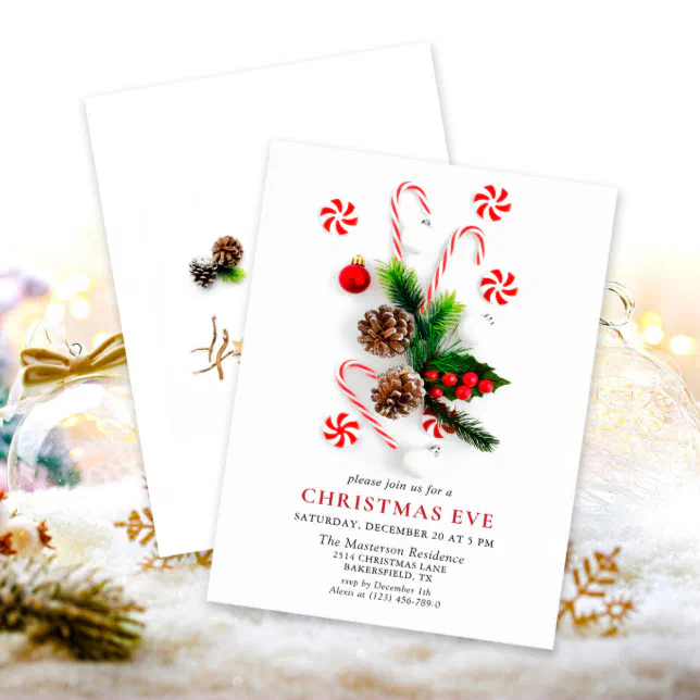 Elegant Ornament Christmas Eve Holiday Party Invitation | Zazzle