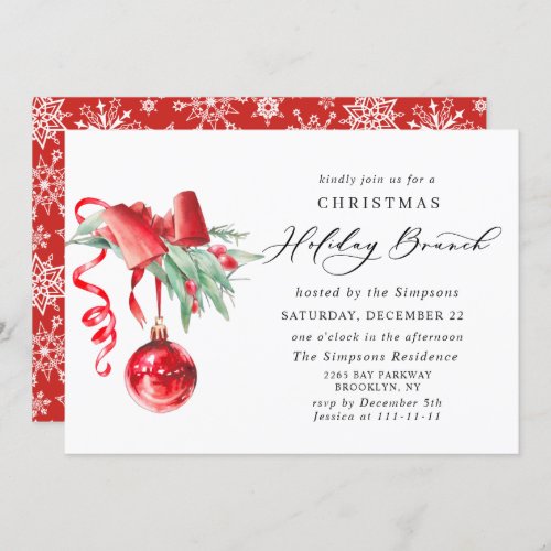 Elegant Ornament CHRISTMAS HOLIDAY BRUNCH Invitation