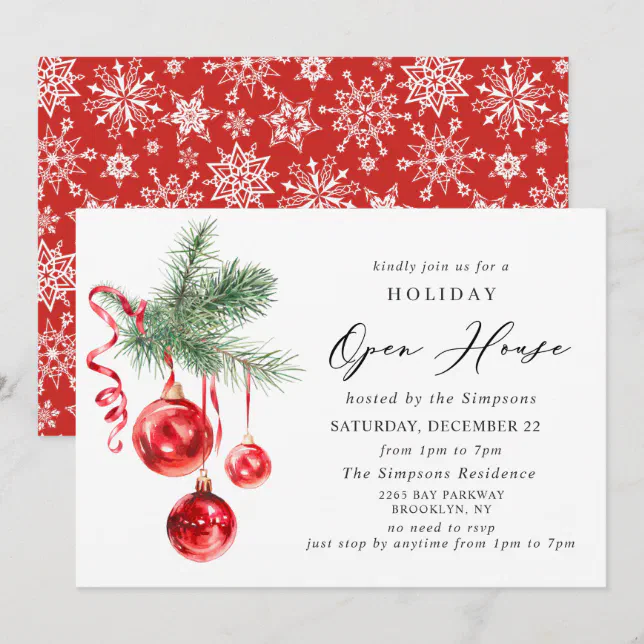 Elegant Ornament CHRISTMAS HOLIDAY OPEN HOUSE Invitation | Zazzle