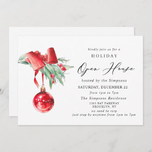 Elegant Ornament CHRISTMAS HOLIDAY OPEN HOUSE Invitation