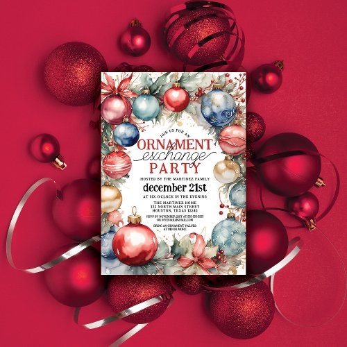 Elegant Ornament Exchange Christmas Party Invitation