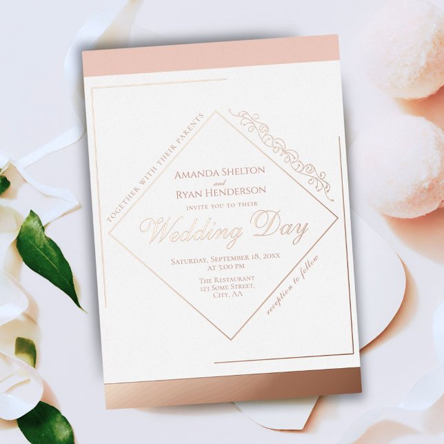 Elegant Ornament Frame Wedding Gold Foil Invitation (Creator Uploaded)