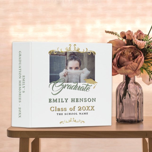 Elegant Ornament Graduation Photo Album 3 Ring Binder (Creator Uploaded)