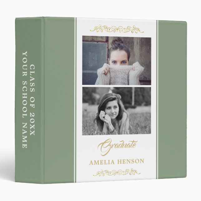 Elegant Ornament Graduation Photo Album 3 Ring Binder (Front/Spine)