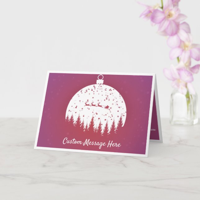 Elegant Ornament Santa Sleigh Christmas Holiday Card (Orchid)