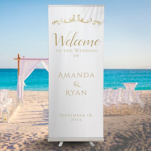 Elegant Ornament Welcome Script Wedding Retractable Banner