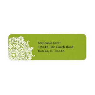 Elegant Ornament White/Lime Green Avery Label