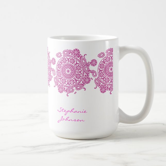 Elegant Ornament White/Pink Mug (Right)