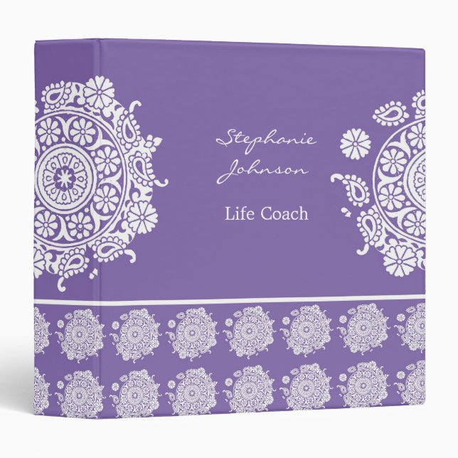 Elegant Ornament White/Purple Avery Binder (Front/Spine)