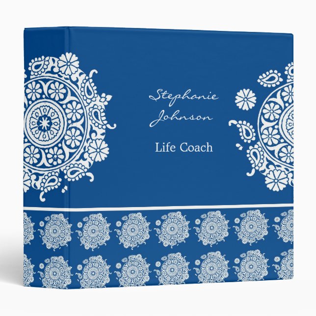 Elegant Ornament White/Royal Blue Avery Binder (Front/Spine)