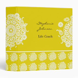 Elegant Ornament White/Yellow Avery Binder